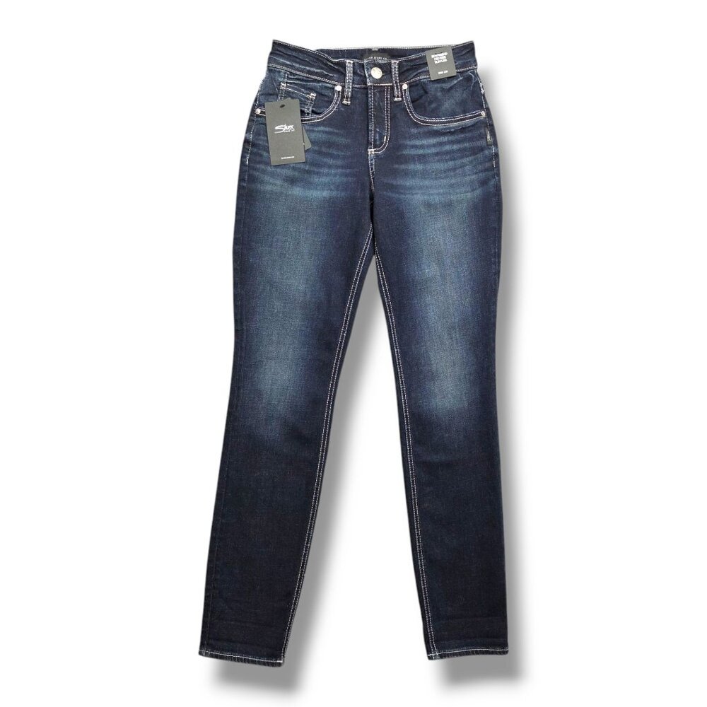 Silver Boyfriend Jeans Womens 26 Mid Rise Slim Leg Dark‎ Wash